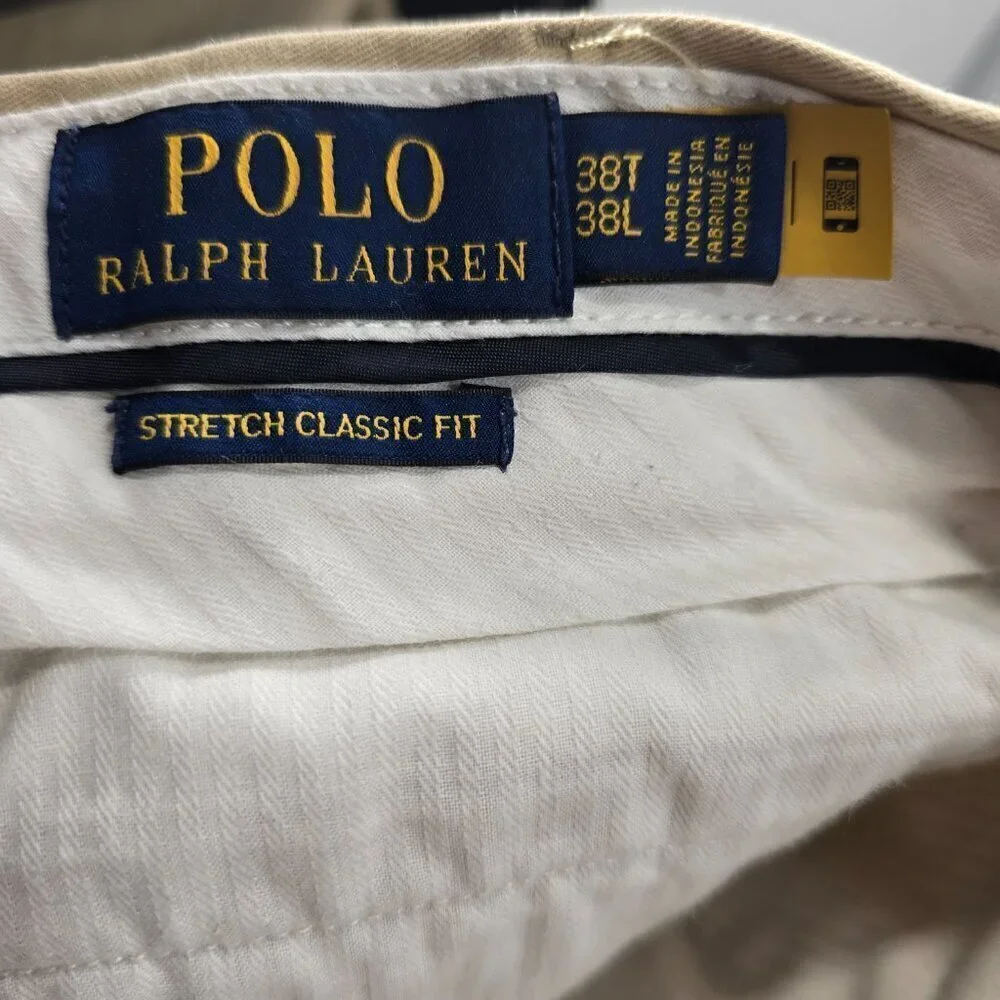 Polo Ralph Lauren Shorts Men 38T Tall Long Beige Stretch Classic Fit Chino